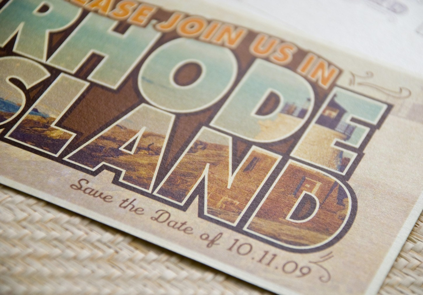 Vintage Large Letter Postcard Save the Date (Rhode Island) - Design Fee