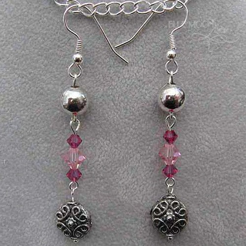 Celtic Rose 2 Earrings - Swarovski Crystals, silver-plated