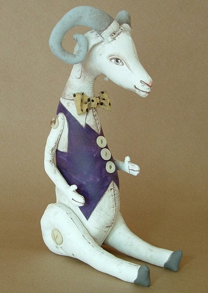 Gerard the Goat- Contemporary Folk Art Doll- MADE TO ORDER
