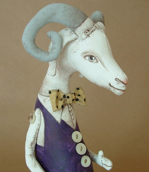 Gerard the Goat- Contemporary Folk Art Doll- MADE TO ORDER