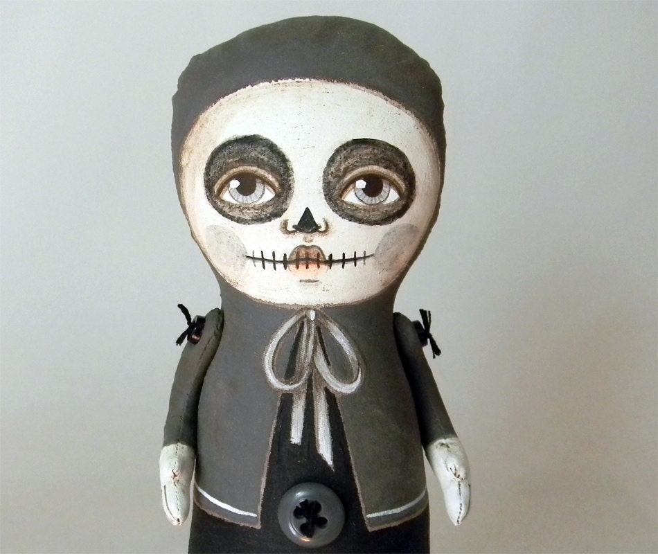 OOAK Halloween Skeleton Doll-- Original Contemporary Folk Art