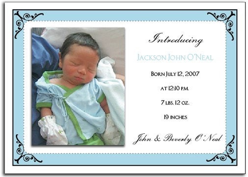 Pretty Frame Birth Announcements - Set of 12