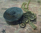 Brass Pocket Compass Made for Navy London on a Pocket Watch Chain