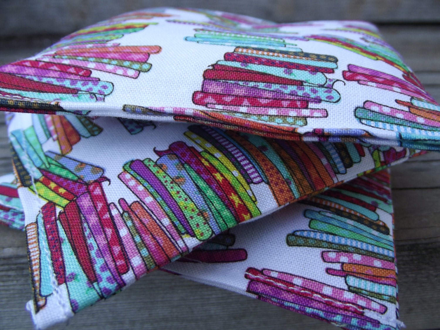Lavender Dryer Sachet Bundle - Set of Three -  Stacks of Fabric Print - To Benefit Heart Strings