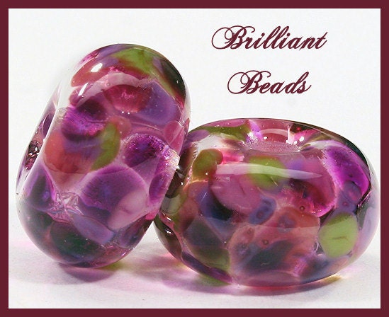 Aubergine- Purple Glass Spacer Bead Pair...Handmade Lampwork Beads SRA