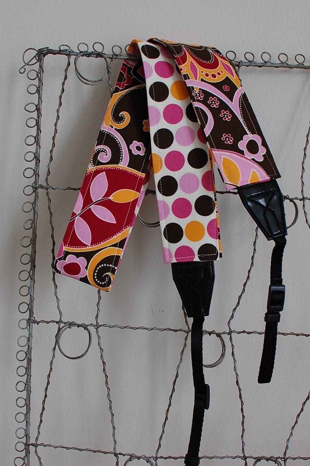 Camera Strap- Sherbet Floral and Big Dot Reversable