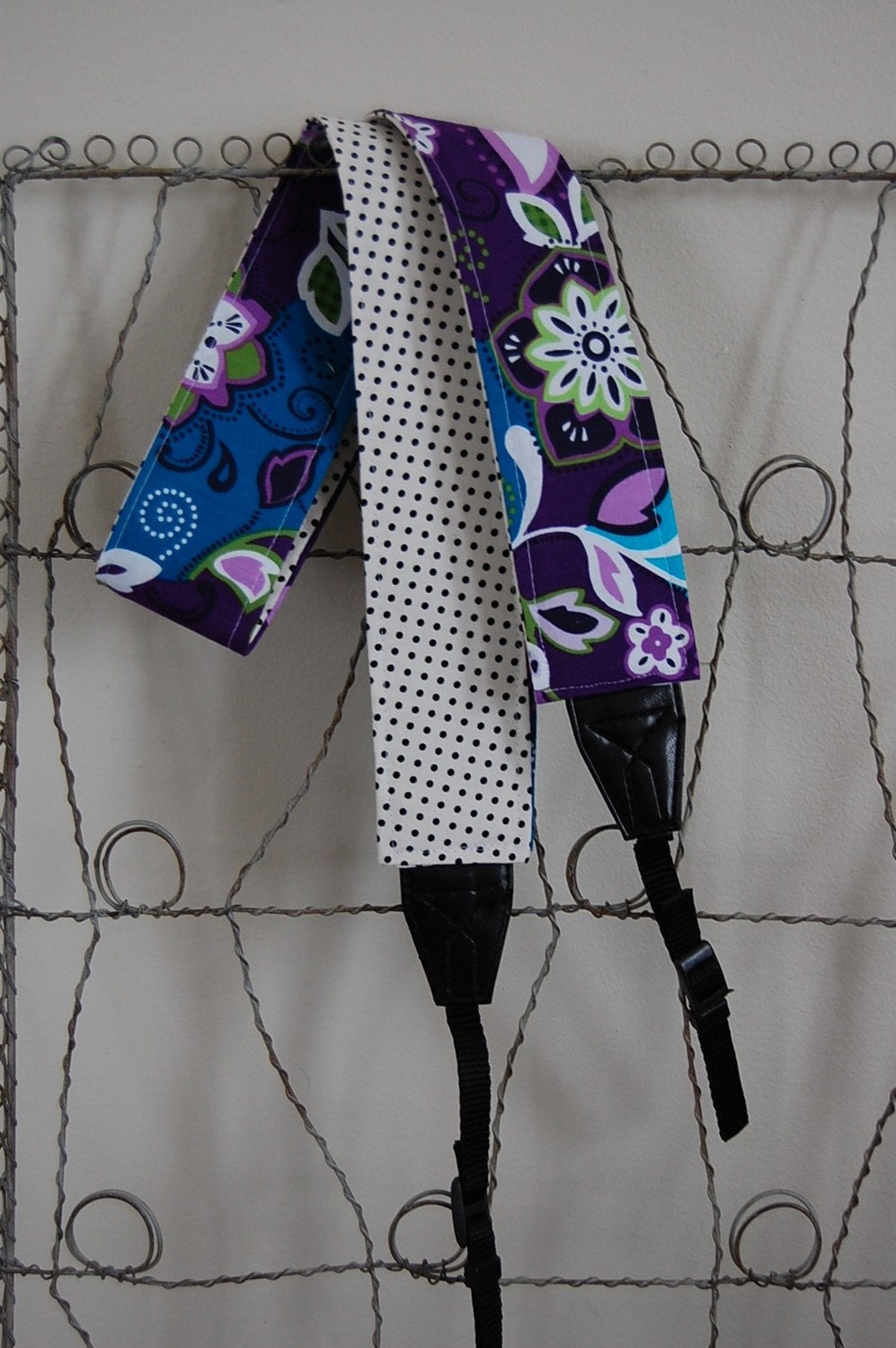 Camera Strap- Reversible Marina Floral and Dot NEW PATTERN