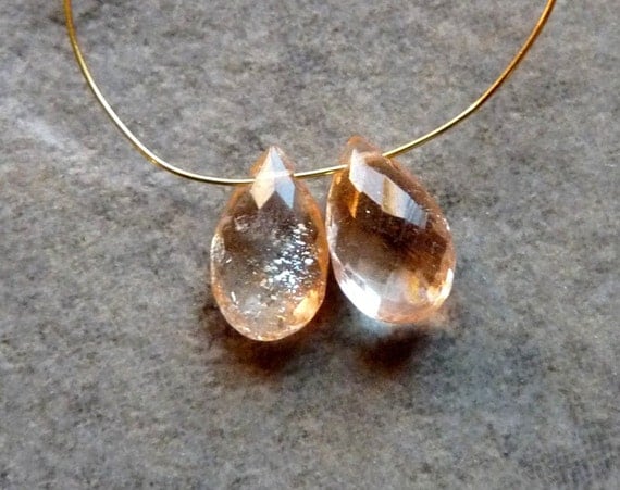 AAA Oregon Sunstone Faceted Pear Briolettes - 10mm - PAIR