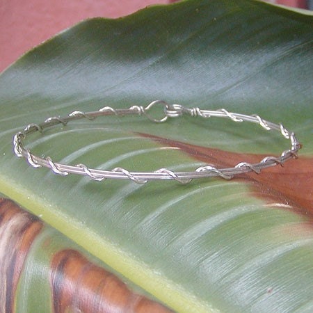 Bracelet Cute Everyday Sterling Silver Wire-Wrapped Bangle