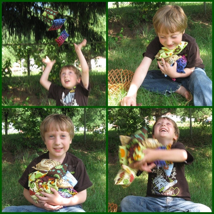 Set of 6 Bean Bags - Sensory Toy / Game / Party Favors -  Rainbow Colors