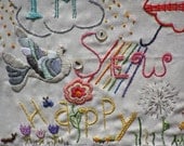I'm Sew Happy Stitching Sampler Fabric Block
