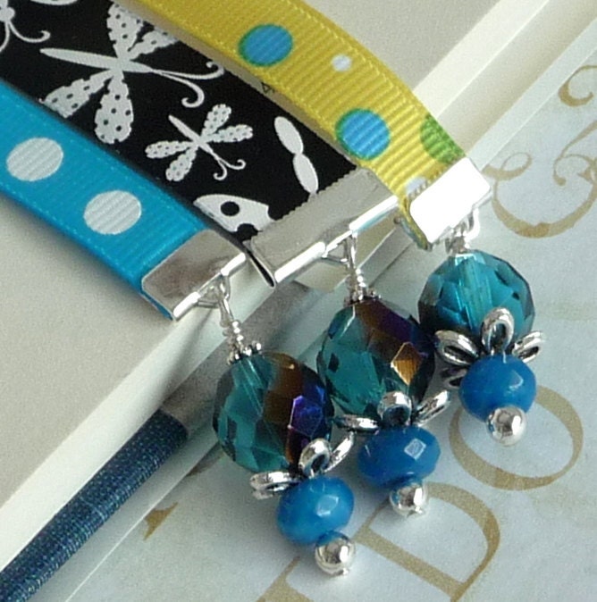 Mini Ribbon Bookmark Trio Set of 3 Book Thongs - Butterflies