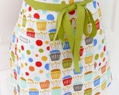Womens Full Apron Adult Chef Hostess - Michael Miller Fabric Cupcake Party Celebration