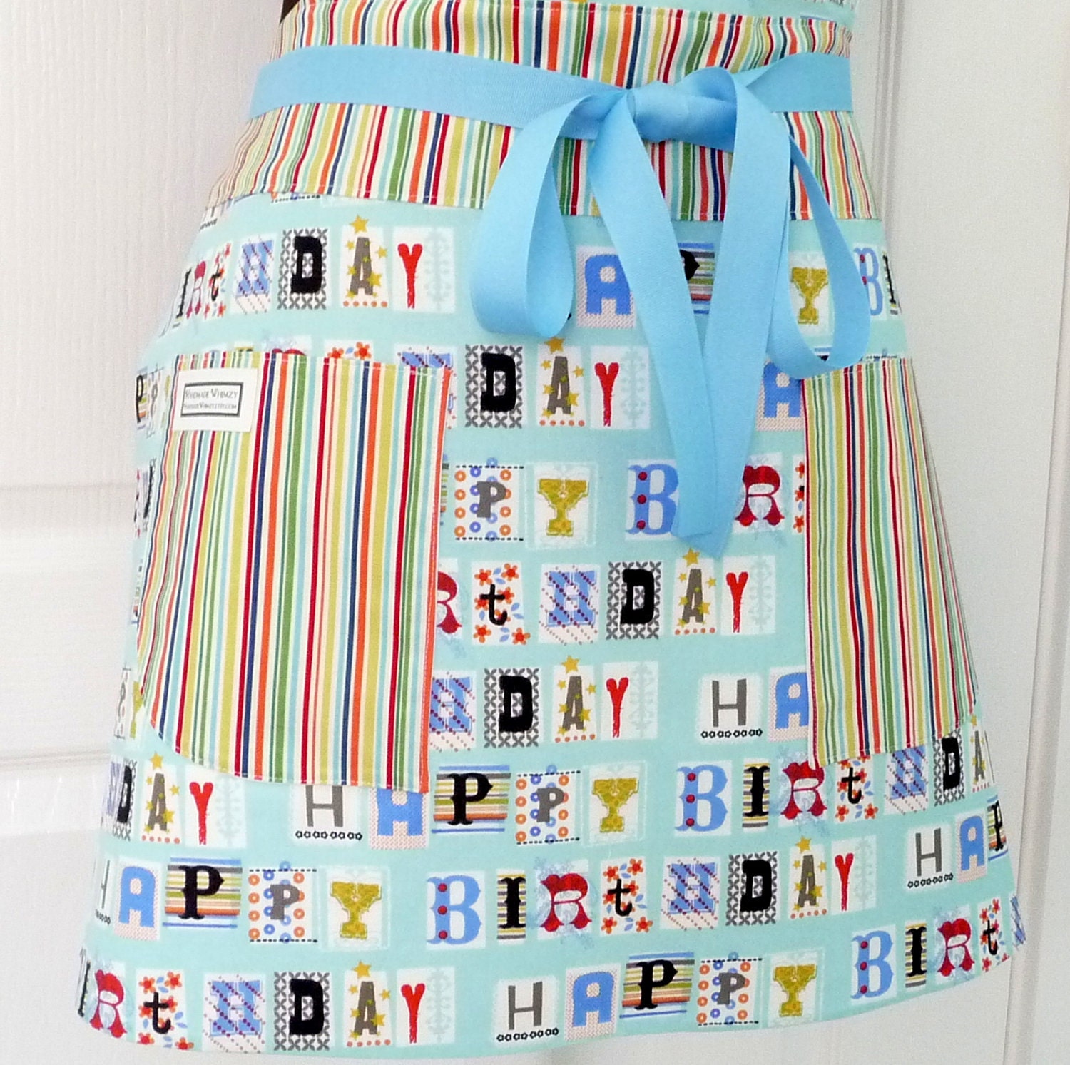 Womens Full Apron Adult Chef Hostess Happy Birthday Party Fiesta - Michael Miller Fabric