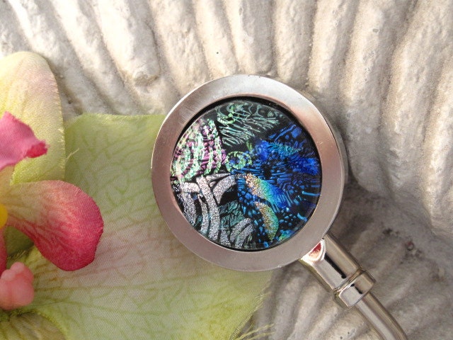 Dichroic Glass Purse Hanger - Fused Glass - Purse Hook - Fused Dichroic Glass Jewelry 020312ph103