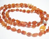 Lovely Orange Carnelian Quartz, Sterling Silver Necklace
