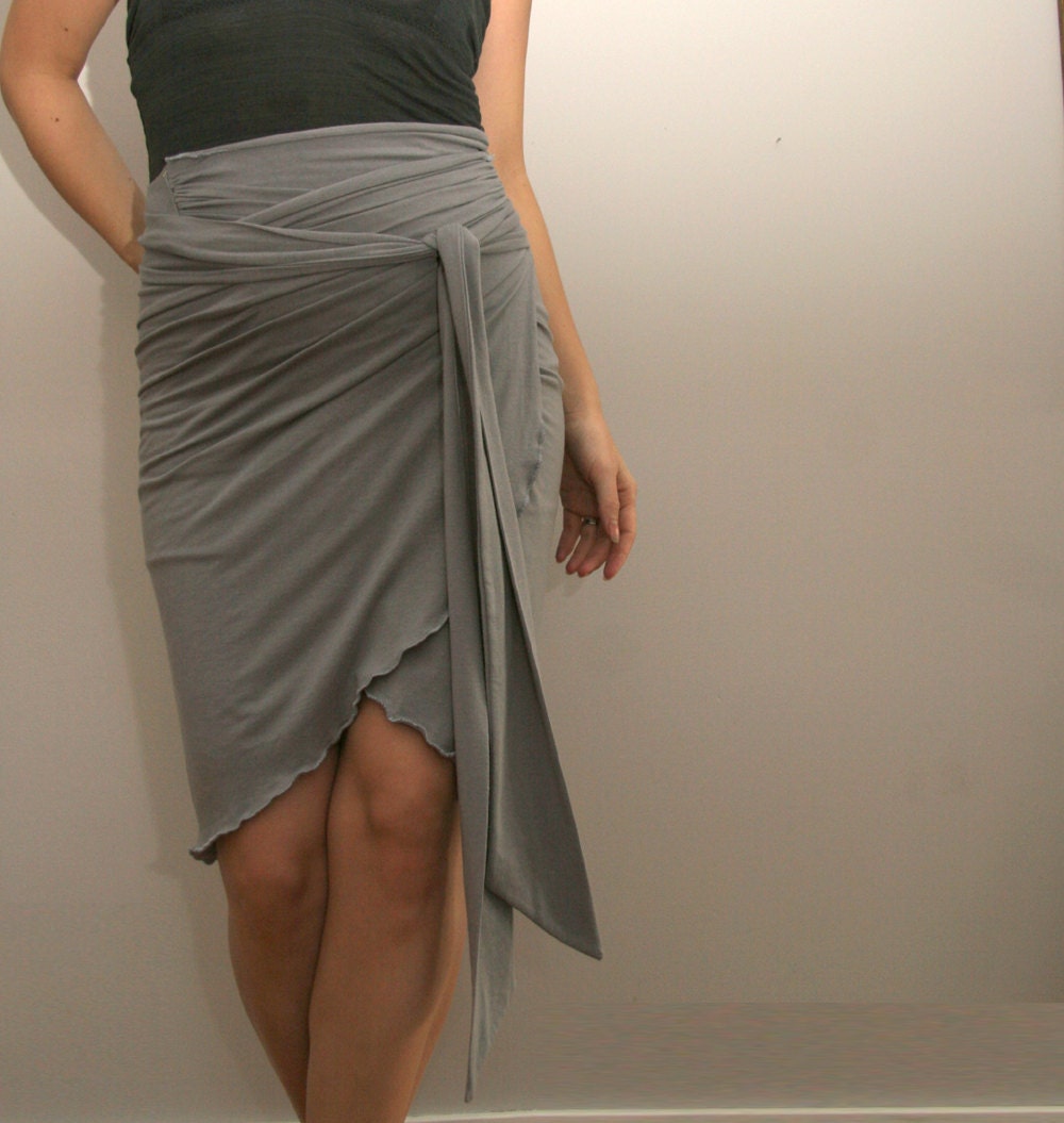 bamboo wrap skirt with side gathers  - made to order