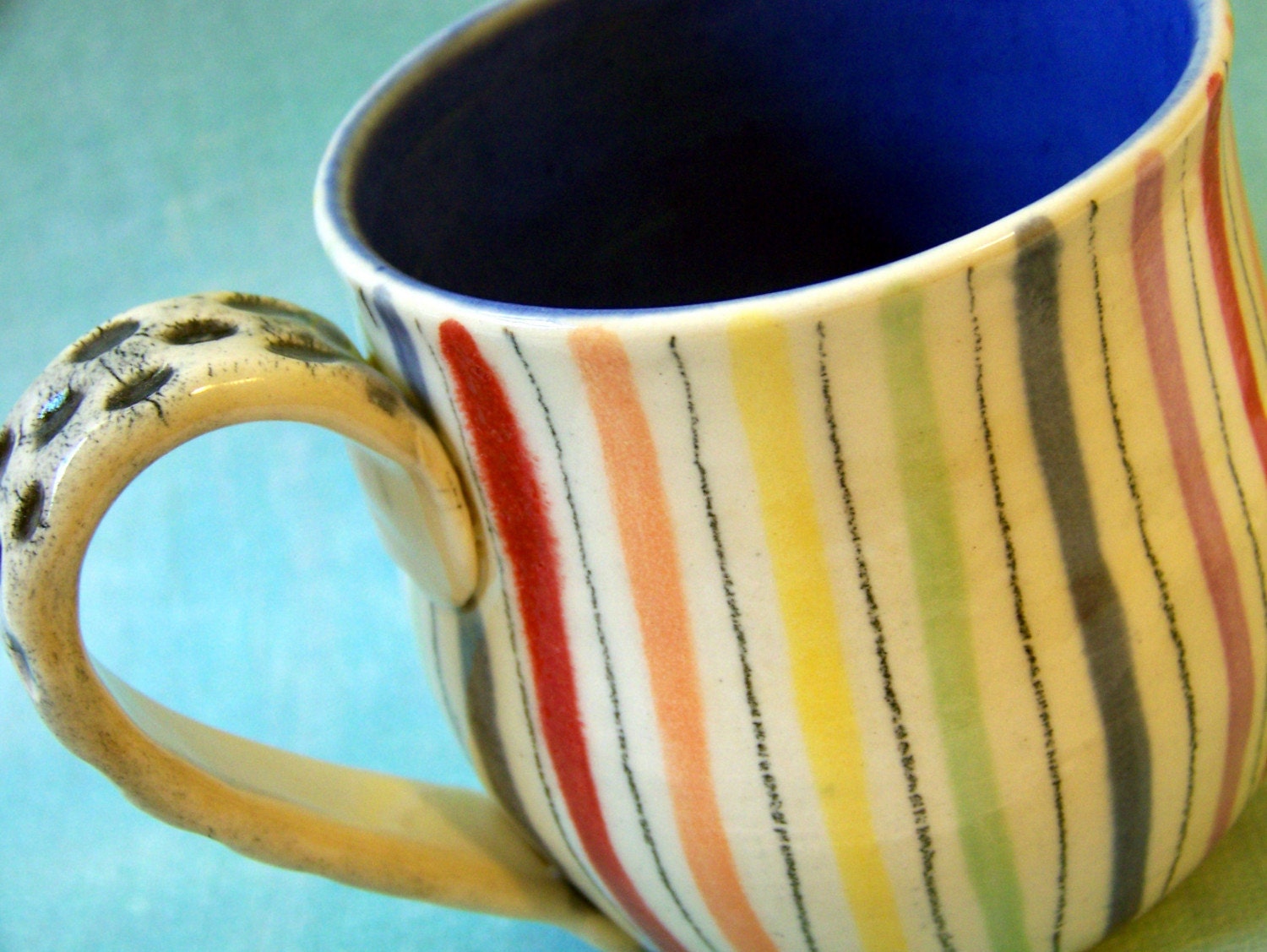 Seeing Stripes - rainbow striped stoneware mug