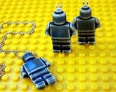 Minifigure -Lego Man Porcelain Necklace in Ocean Blue