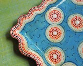 Tray or Small Platter- Multi-color polka dot design- Aboriginal Inspired design- MADE TO ORDER