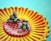 Honey Bee Post Earrings - porcelain earrings in black and white
