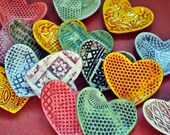 Have a Heart - small dish- yellow and red- polka dot pattern