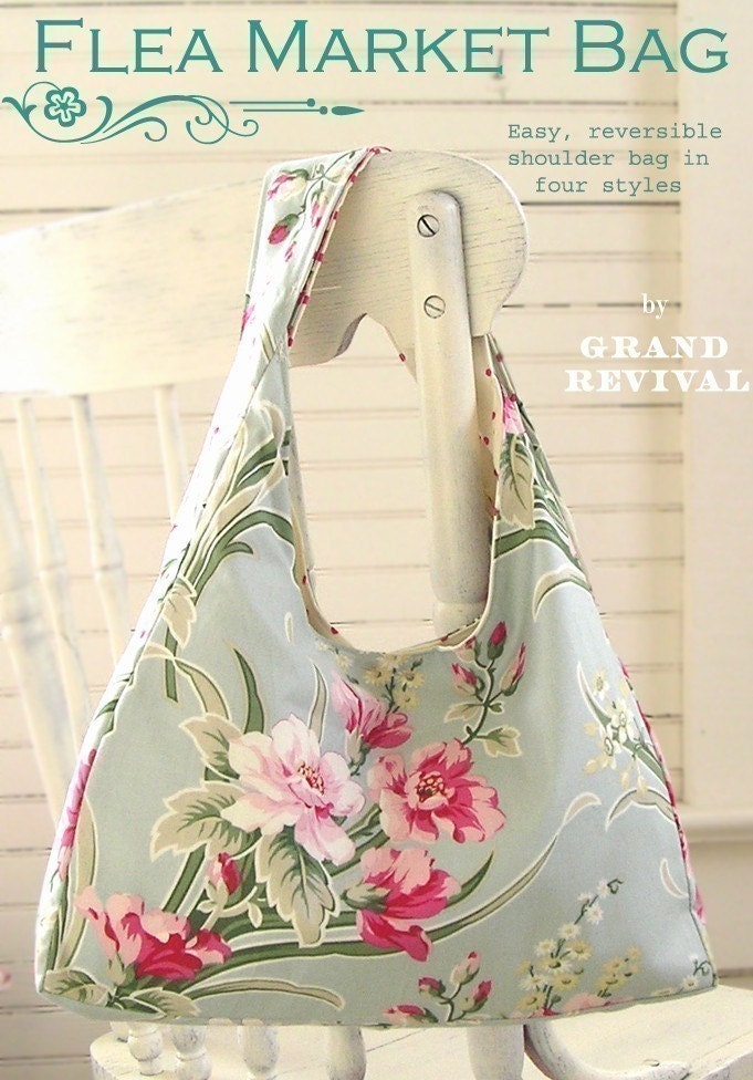 easy purse pattern for beginners Darling Reversible Shabby Chic Flea Market Tote Bag Purse Pattern Tanya Whelan Grand Revival