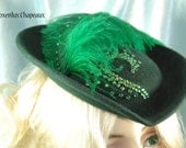 Hat Burlesque Pinup, The Lorette in Green with Green Rhinestones, Noxenlux Chapeaux