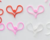 72 Plastic Earring Hooks: Red, Pink, Dark Pink, Clear, Valentine's Day Assortment - Great for folks with metal allergies