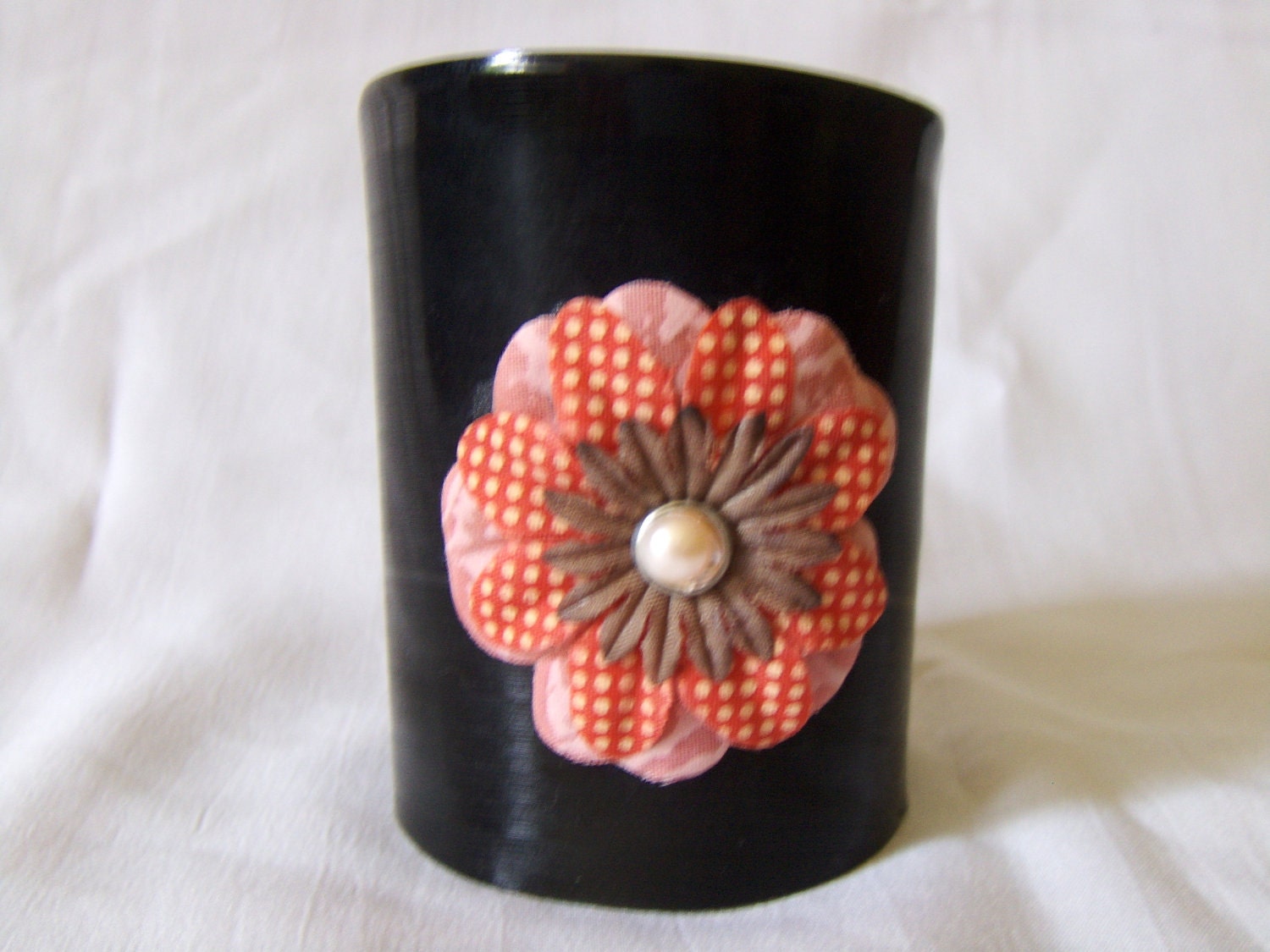 Vinyl Record Album Cuff Bracelet FLOWER POWER