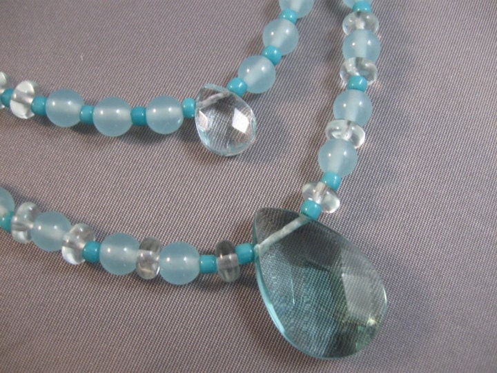 Mommy & Me Necklace Set - Aqua Beads and Briolettes