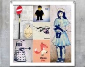 Street Art Montage - square photographs stencil graffiti bansky doctor dr who dalek wall wall art decor 7x7 12x12 18x18 22x22