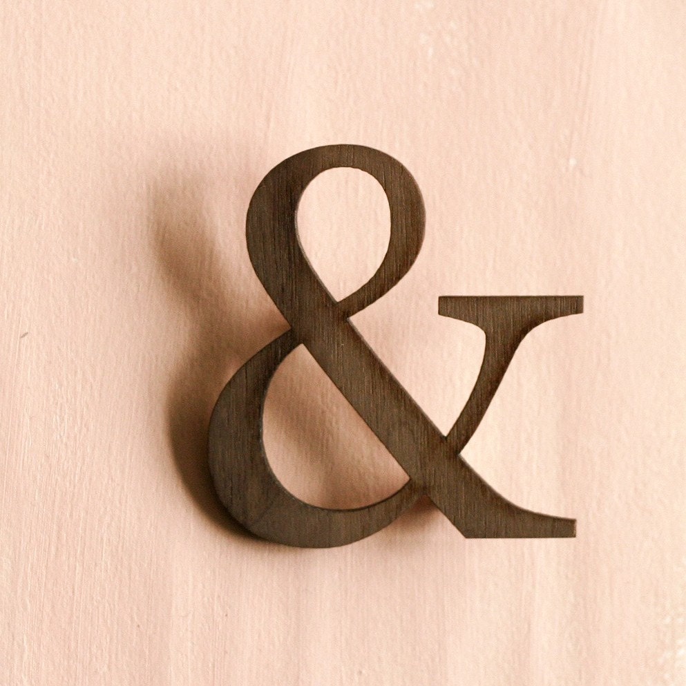 Wooden Ampersand Brooch - Walnut