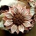 Flower Pendant, Pink and Brown, Hand Sculpted Polymer Clay