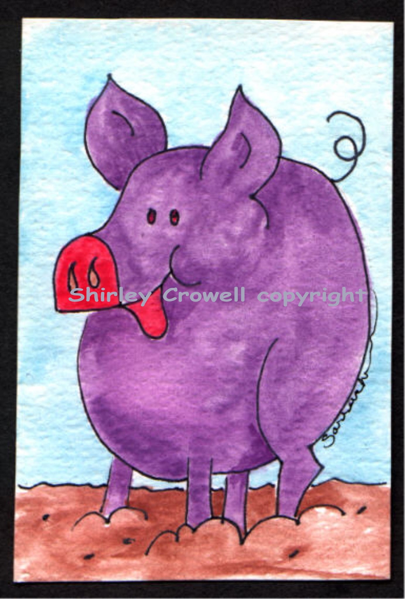 Pink Nose Purple Pig Print