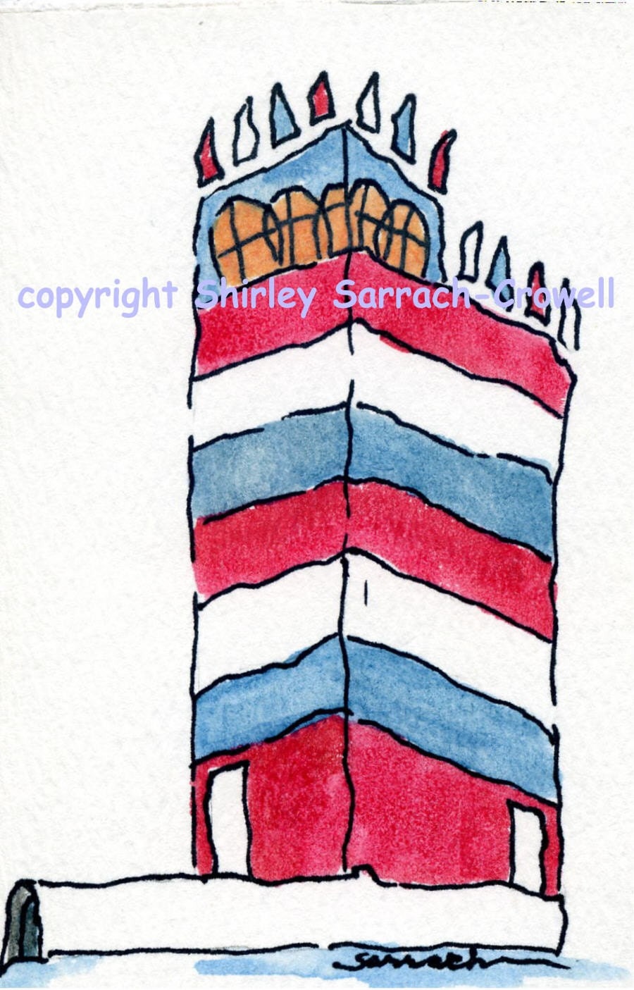 Watercolor Print Architectural Fantasy from Original Painting