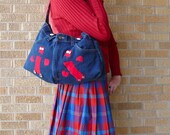 Upcycled Fabric Scraps Red Robots of Destruction - Recycled Sidebag or Purse