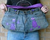 Upcycled Fabric Scraps Purple Robots of Destruction - Recycled Sidebag or Purse