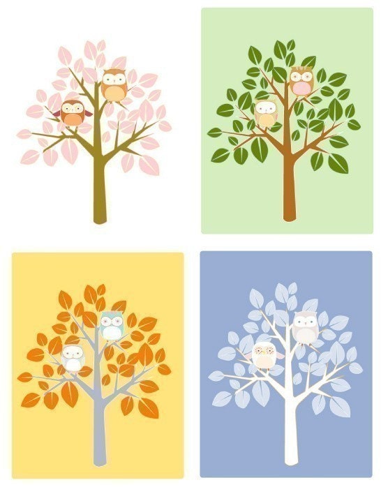 Owl Tree - The Four Seasons Complete Set (8.5x11 prints)