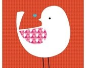 Small Bird Print titled "Birdie in Red"