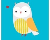 Original Illustration Print of an Owl titled "Little Grey Owl"
