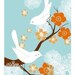 White Love Birds (blue/orange)