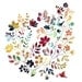 Watercolor Illustration Painting Print of birds and flowers title "Wild Garden (kaleidoscopic)"