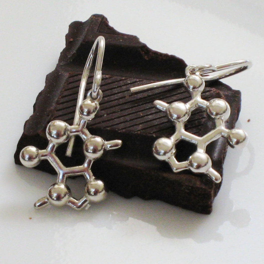chocolate - theobromine molecule - earrings