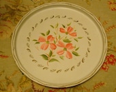 Decorative Vintage Pink Dogwood Blossoms Tole Tray