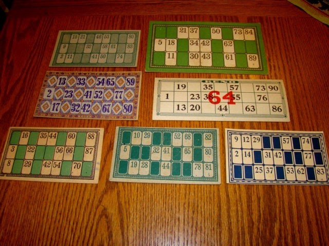 Seven Vintage Lotto Keno Game Cards- All Different