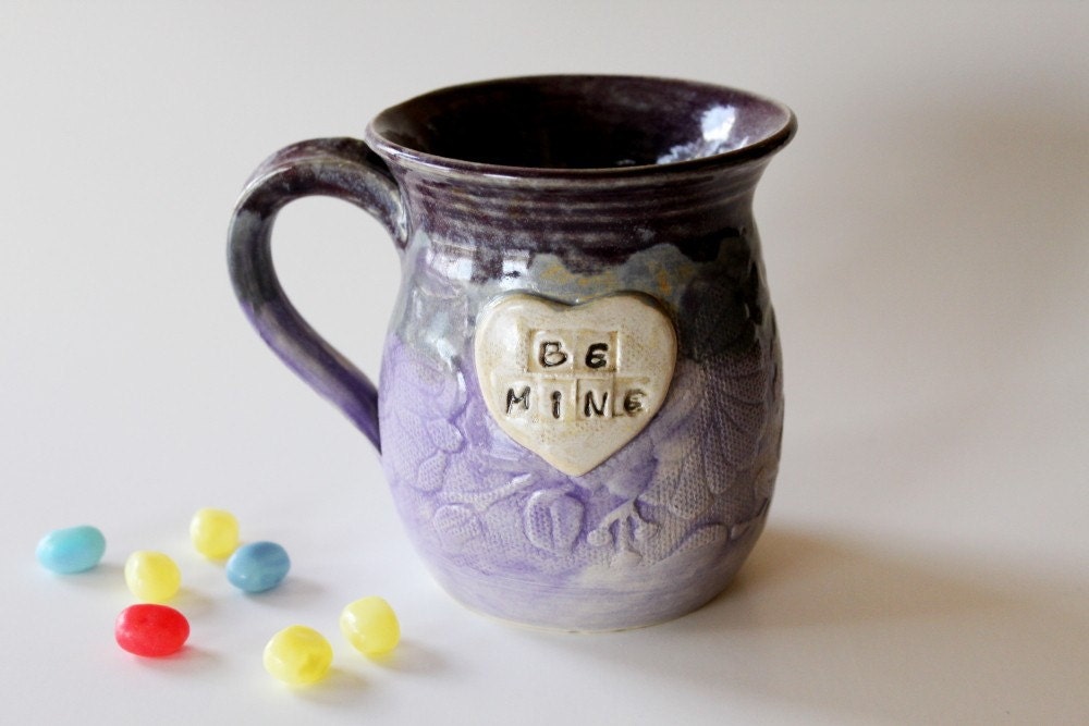 I AM   Purple and  Lilac Pottery Mug Great for Your Sweetheart RESERVED