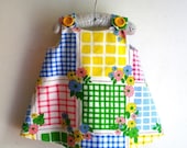 Newborn, Toddler Girls Children's Dress - Rainbow Trellis  - sizes newborn to girls 6 - Upcycled Eco Childrens Fashion