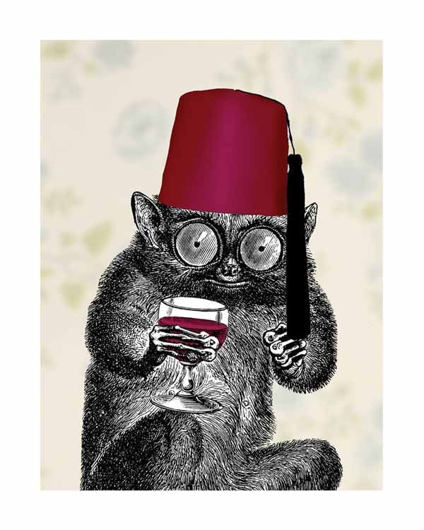 Drinking With My Fez - 8x10 Art Print