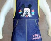 Vintage Disney Babies Baby Mickey Faux Denim Sunsuit - 1980's - Adorable - Possibly Size 4T